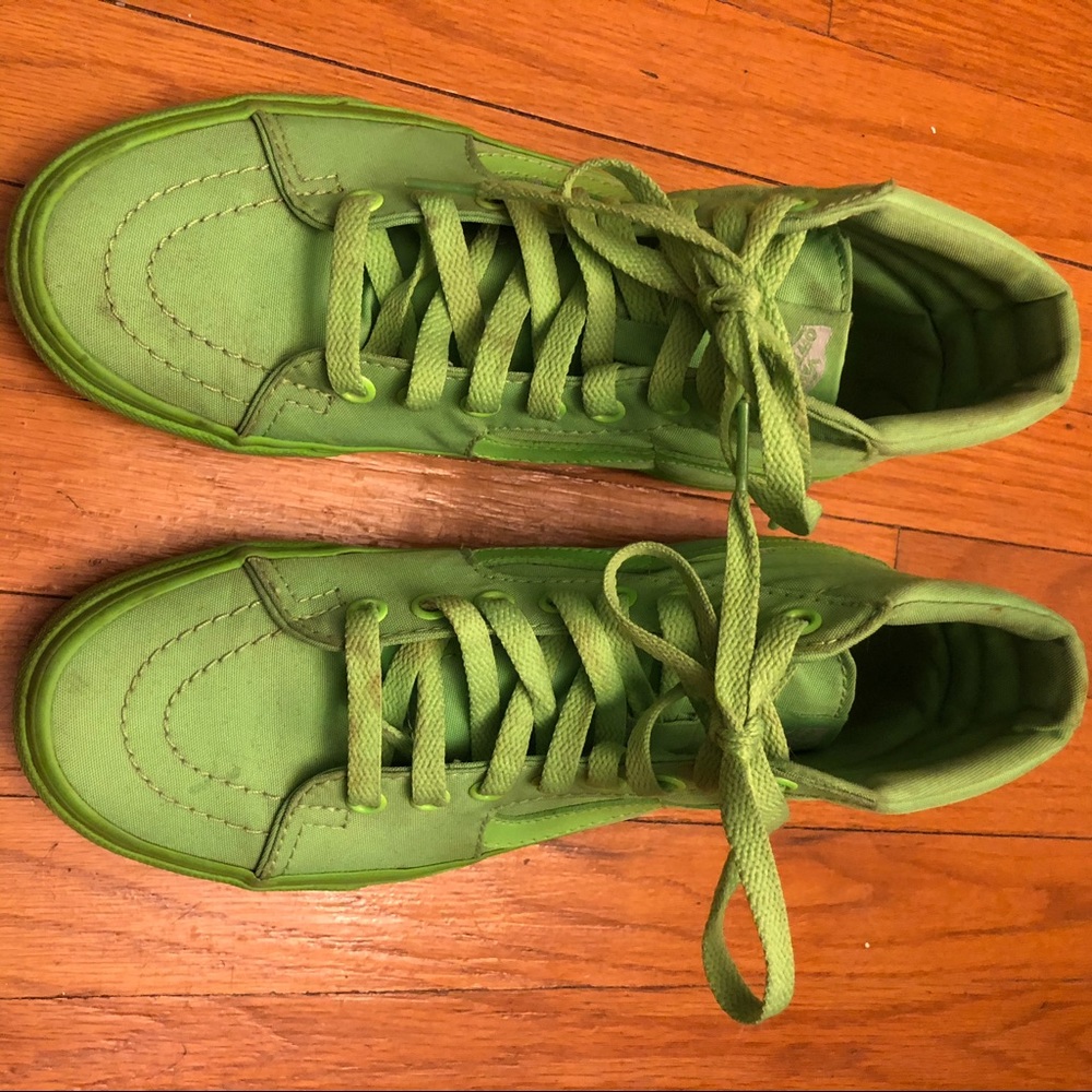 Lime Green Vans High Top - Picture 2 of 5